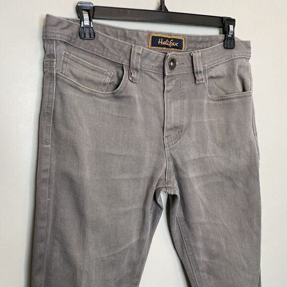 HALIFAX Jeans Mens 33 x 32 Gray Denim Skinny Distressed Cotton Stretch - Picture 2 of 6